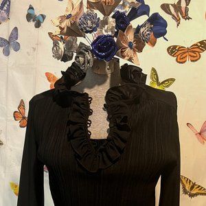 Black Ruffle Neck Blouse